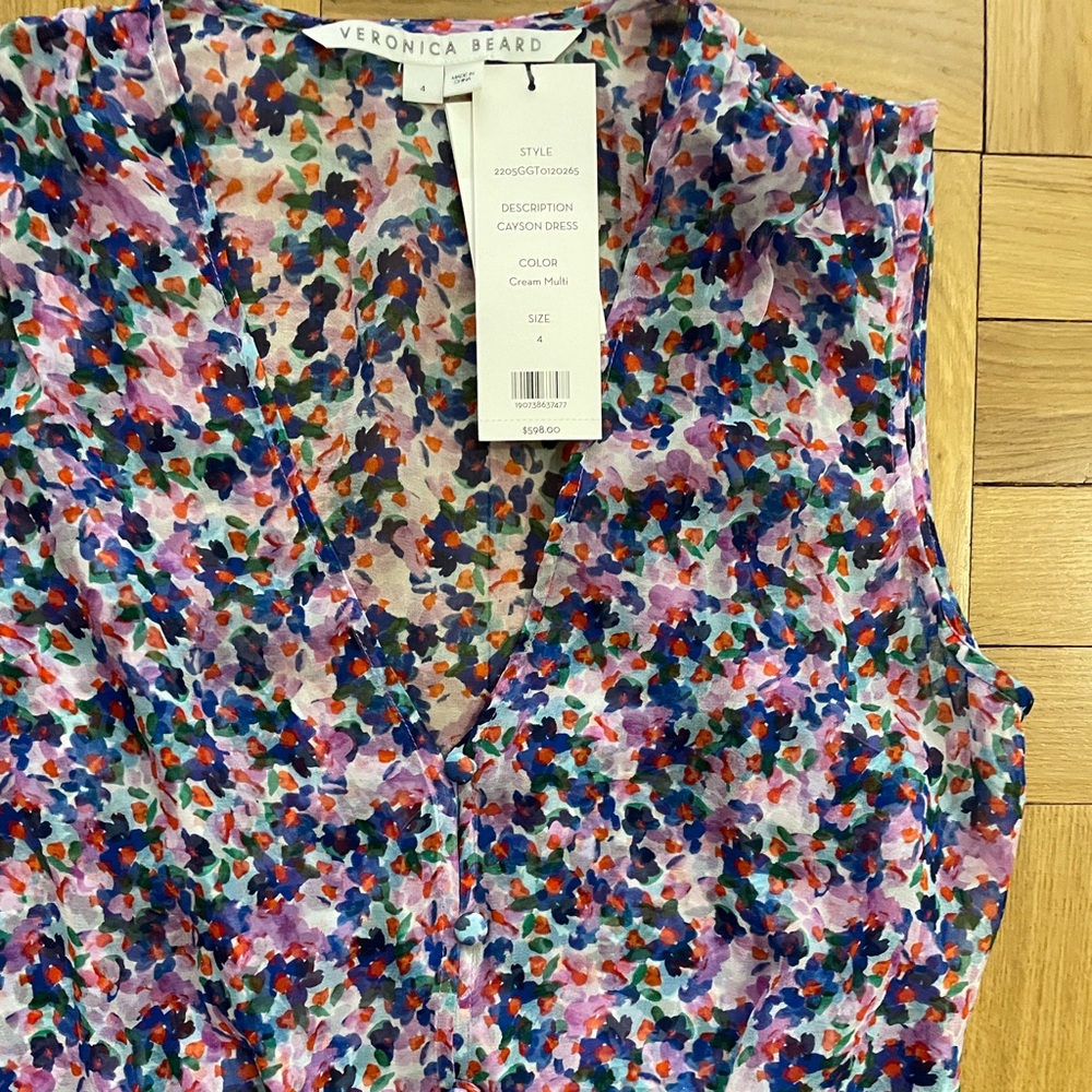 VERONICA BEARD - CAYSON DRESS - CREAM MULTI - SIZE 4 - NWOT - Picture 6 of 7